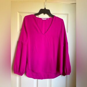 Pink long sleeve top with sleeve detail